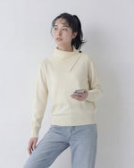 アシンメトリーラペル ワンショルダーボタン ニットトップス-ライトベージュ-2XL