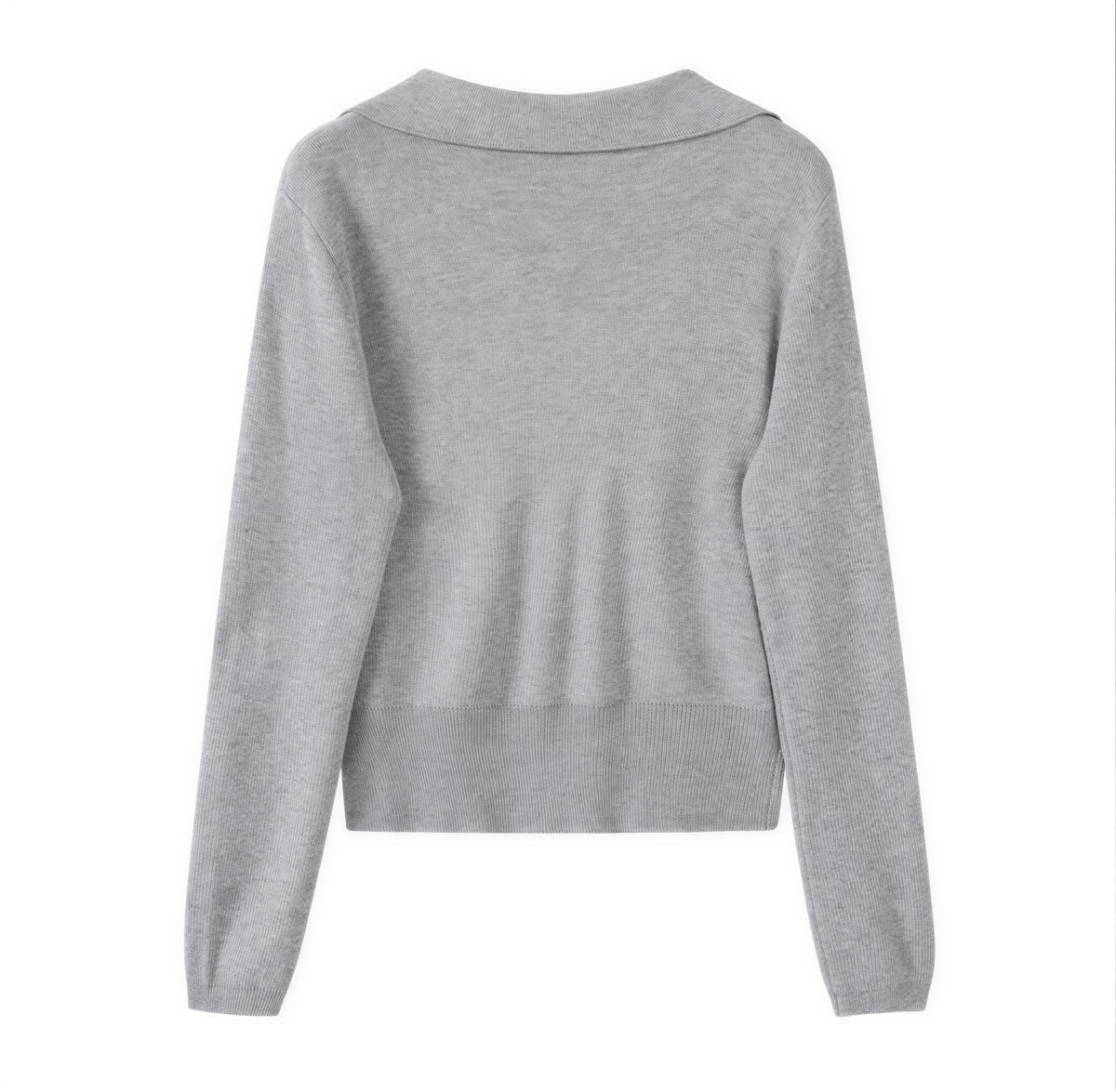 【全2色】S~XL ショールカラー 深V 切り替え ウエストシェイプ フェイクレイヤード ニット