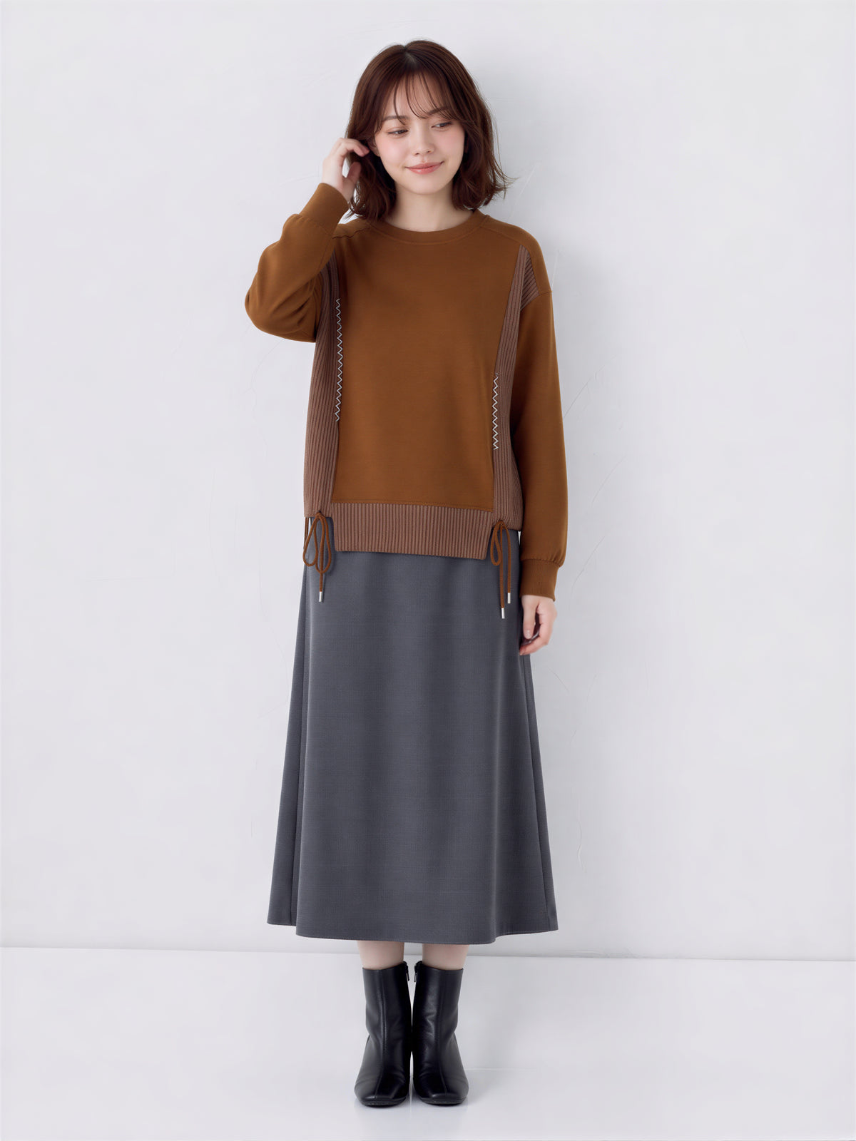 M~2XL 切り替えドローストリング リブスウェット