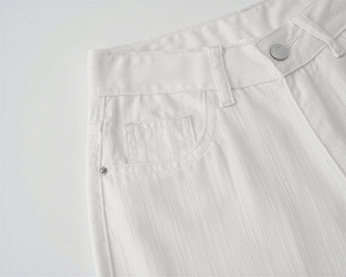 S~XL ハイウエスト 落ち感ワイドデニムパンツ