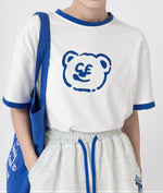配色パイピング カートゥーンプリントTシャツ