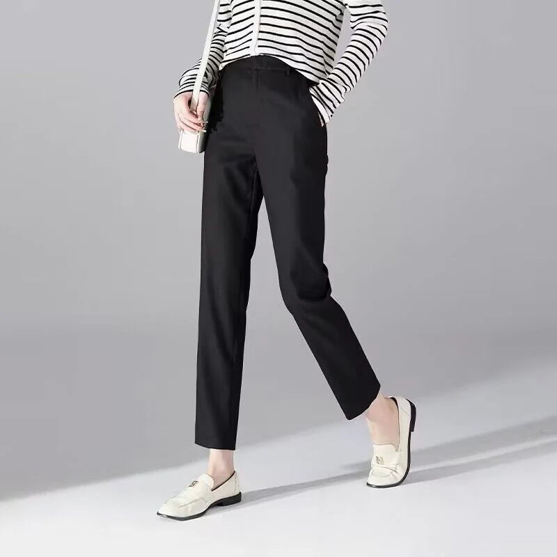 ハイウエスト ストレート アンクル丈 スラックス