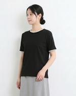 配色メロウフリル縁取り クルーネックTシャツ