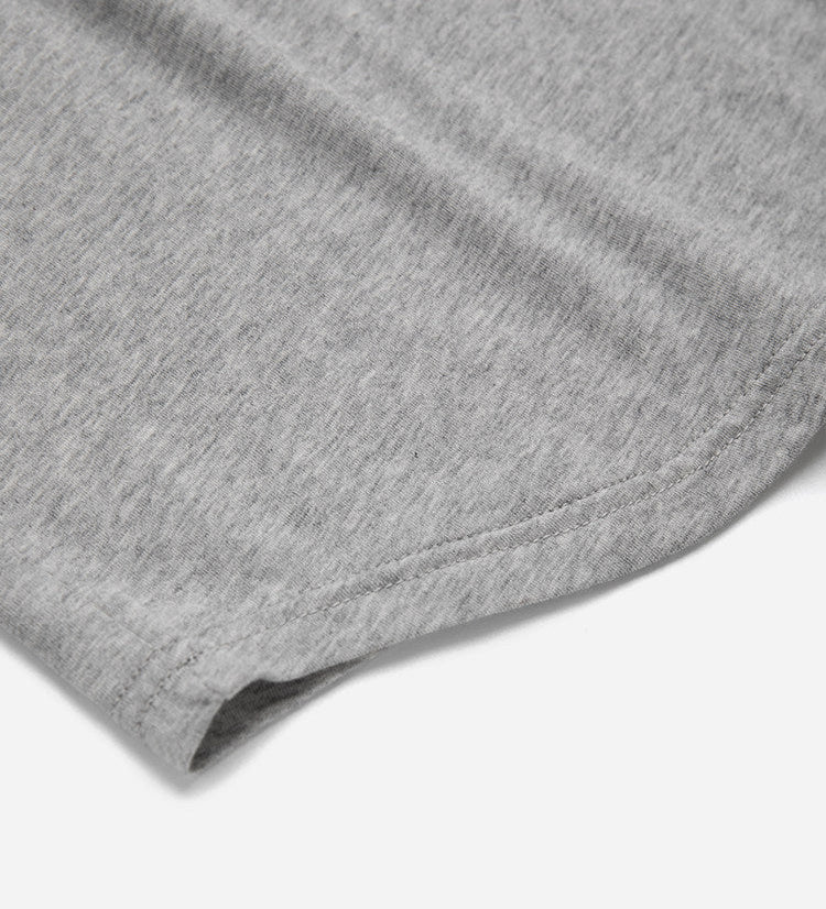 フリルVネック すっきりフィット 半袖 グレーTシャツ