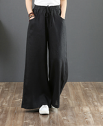 S-3XL 夏コットンリネンゆったりワイドパンツハイウエストストレートパンツ