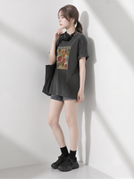 油絵アート！人と被りにくい高級感のあるスリム半袖Tシャツトップス