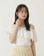 オフショルダー ワンショル風 フリル 半袖Tシャツ