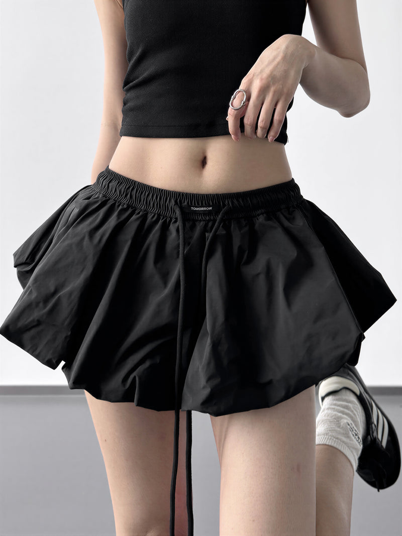S-XL ハイウエスト ドローストリング バルーンスカート