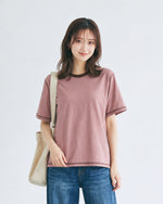 【全3色】ゆったりストレート 配色トリムTシャツ | 肌触り柔らかい