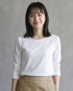 クルーネック フィットインナー 長袖Tシャツ-ブラック-5XL