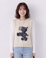 起毛感ジャカード ゆったりニットベスト