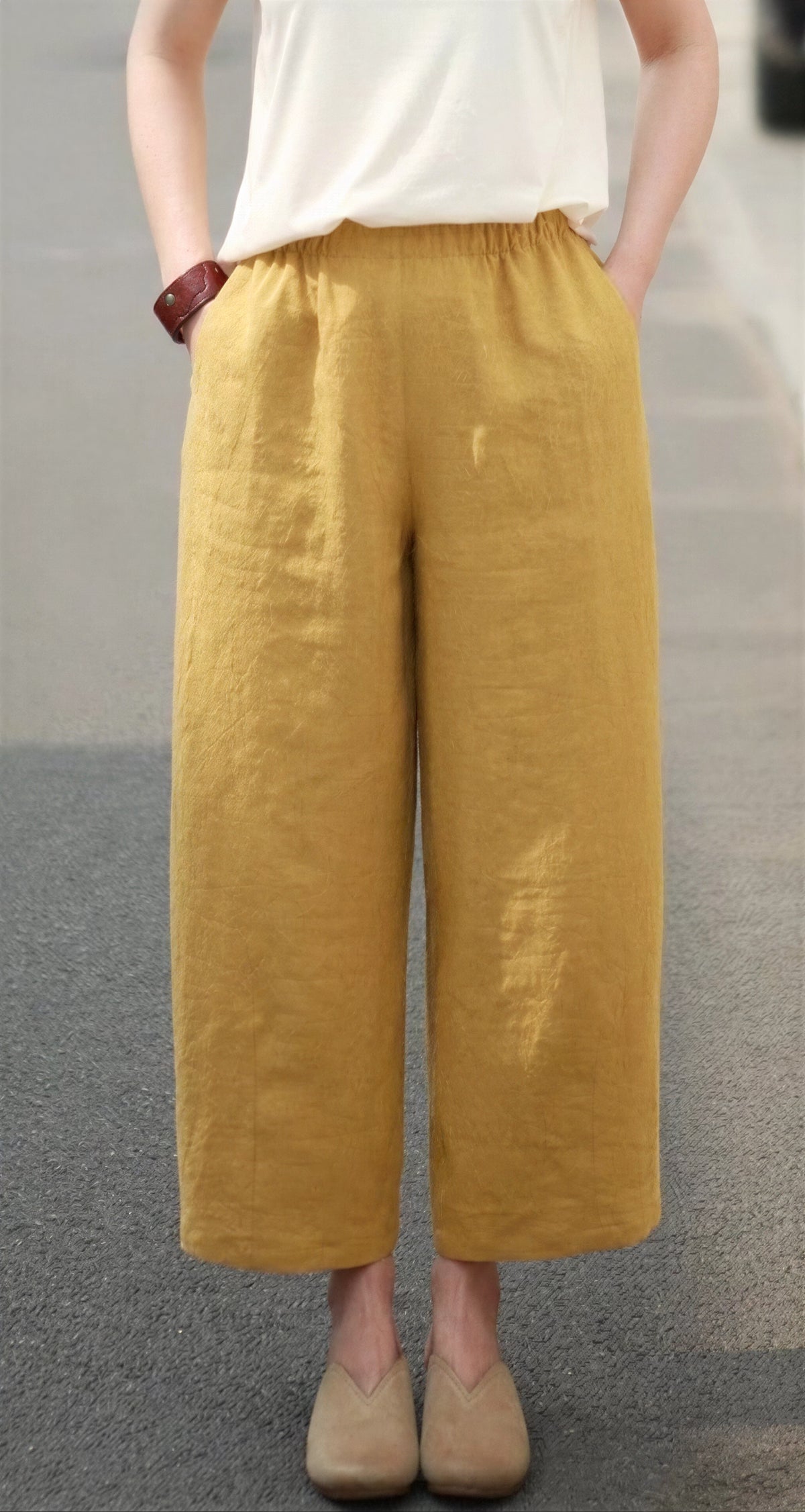 【全5色】M~4XL ゆったりストレートハイウエストパンツ
