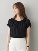 S~2XL メロウフリルギャザー 半袖トップス | 今季人気