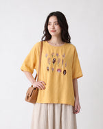 【全3色】M~2XL 刺繍デザイン ゆったり クルーネックTシャツ