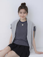 細ボーダー クルーネック スリムフィット 半袖Tシャツ