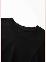 ツイストデザイン 不規則ヘム パフスリーブ 半袖Tシャツ
