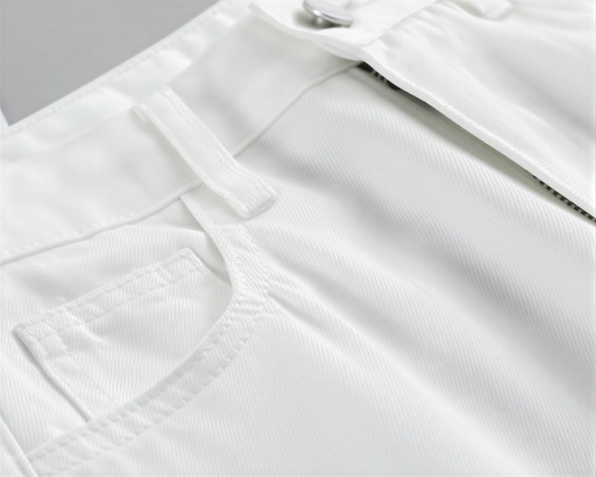 S~XL ハイウエスト ワイドシルエット フルレングス デニムパンツ