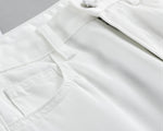 S~XL ハイウエスト ワイドシルエット フルレングス デニムパンツ