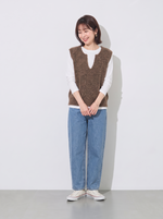 3色展開｜シャギー起毛・深Vネックニットベスト