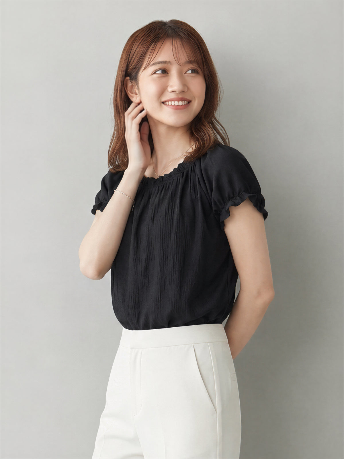 S~2XL メロウフリルギャザー 半袖トップス | 今季人気