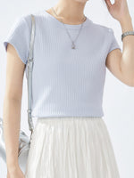 きれいさっぱり！半袖Tシャツクルーネックシックフィットトップス