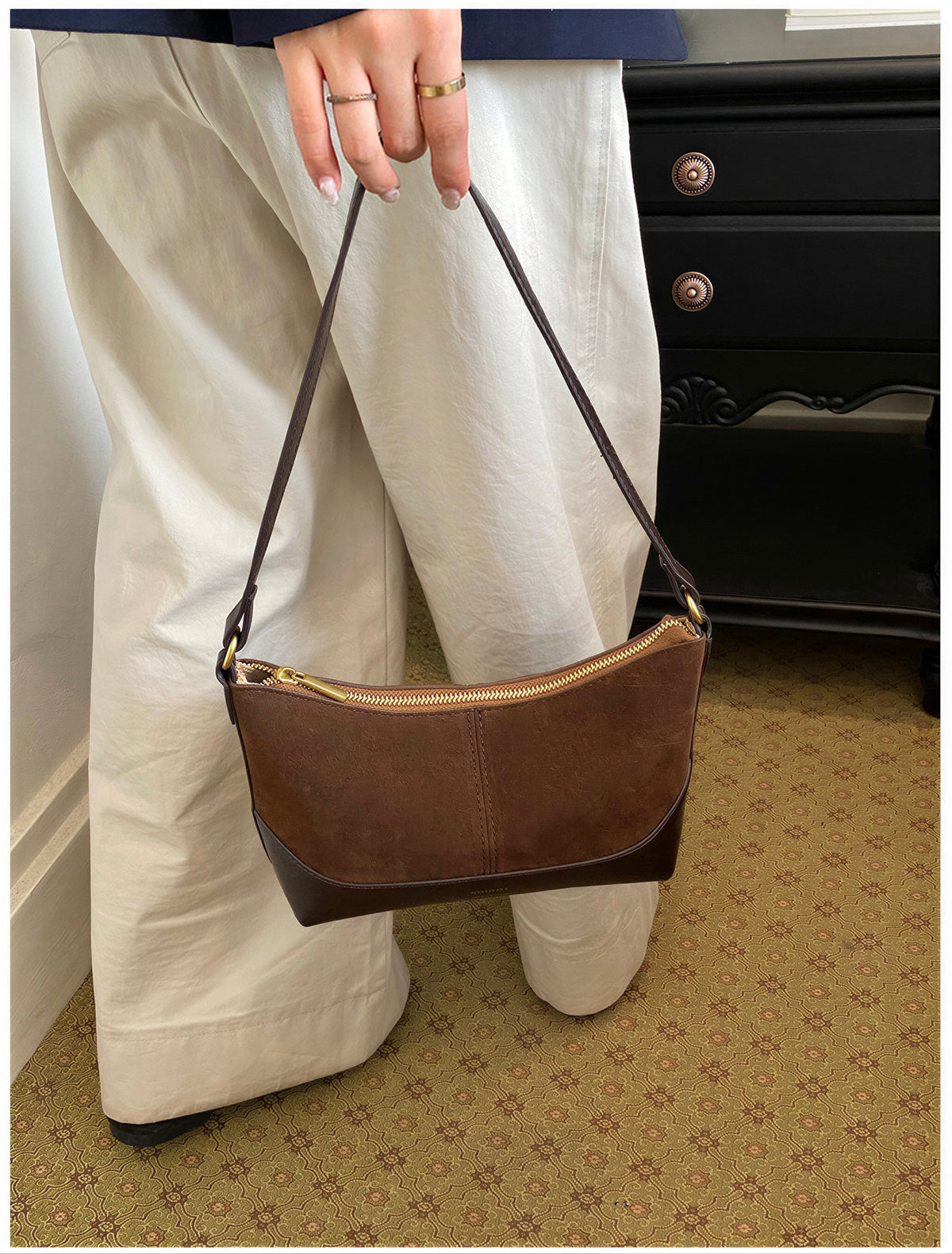 配色切り替えミニマル ワンショルダー脇下バッグ