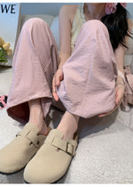 ハイウエスト ゆったりプリーツ風ワイドパンツ