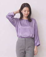 ジャカード光沢ゆったり七分袖Tシャツ