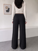 【全3色】S-XL ハイウエスト 落ち感ストレートワイドパンツ