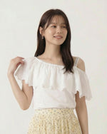 オフショルダー ワンショル風 フリル 半袖Tシャツ
