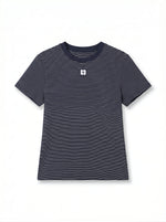 細ボーダー クルーネック スリムフィット 半袖Tシャツ