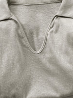 襟付きVネック スリムフィット長袖Tシャツ