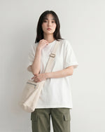 半袖Tシャツ ゆったりシルエット ミドル丈 カジュアル ドロップショルダー コットン-ホワイト-3XL