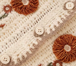 花刺繍入り スカラップヘム ニットカーディガン