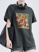 油絵アート！半袖Tシャツ小人数高級感スリムトップス