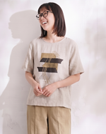 アブストラクト柄 ゆったり クルーネック プルオーバー