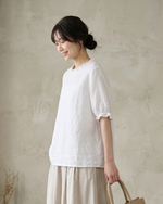 メローフリル襟 ラウンドネック ゆったりTシャツ