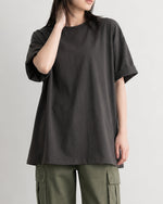 半袖Tシャツ ゆったりシルエット ミドル丈 カジュアル ドロップショルダー コットン