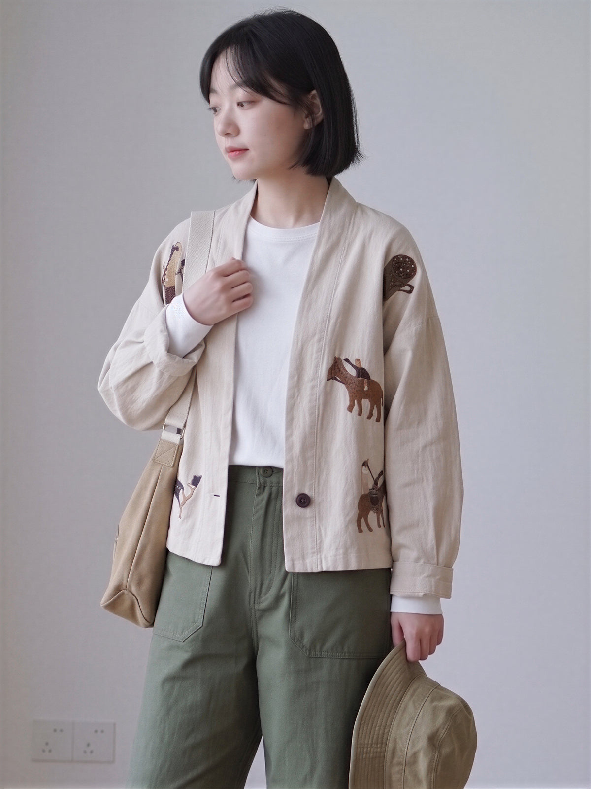 2色展開｜綿麻混・プリントショートジャケット