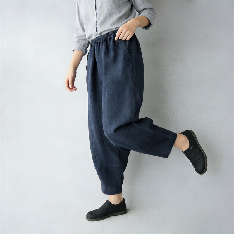 【全4色】S~5XL ウエストゴム ゆったり立体ハーレムパンツ