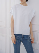 ボーダー柄 ゆったり バットスリーブ クルーネックTシャツ