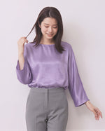 ジャカード光沢ゆったり七分袖Tシャツ
