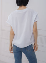 ボーダー柄 ゆったり バットスリーブ クルーネックTシャツ