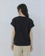ボーダー柄 ゆったり バットスリーブ クルーネックTシャツ
