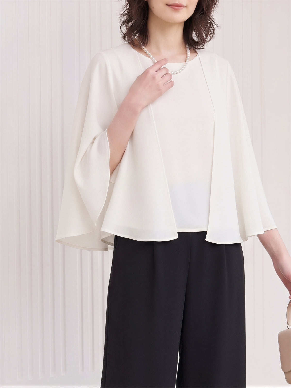 【秋新作】【全4色】S~2XL ケープスリーブワイドパンツセットアップ
