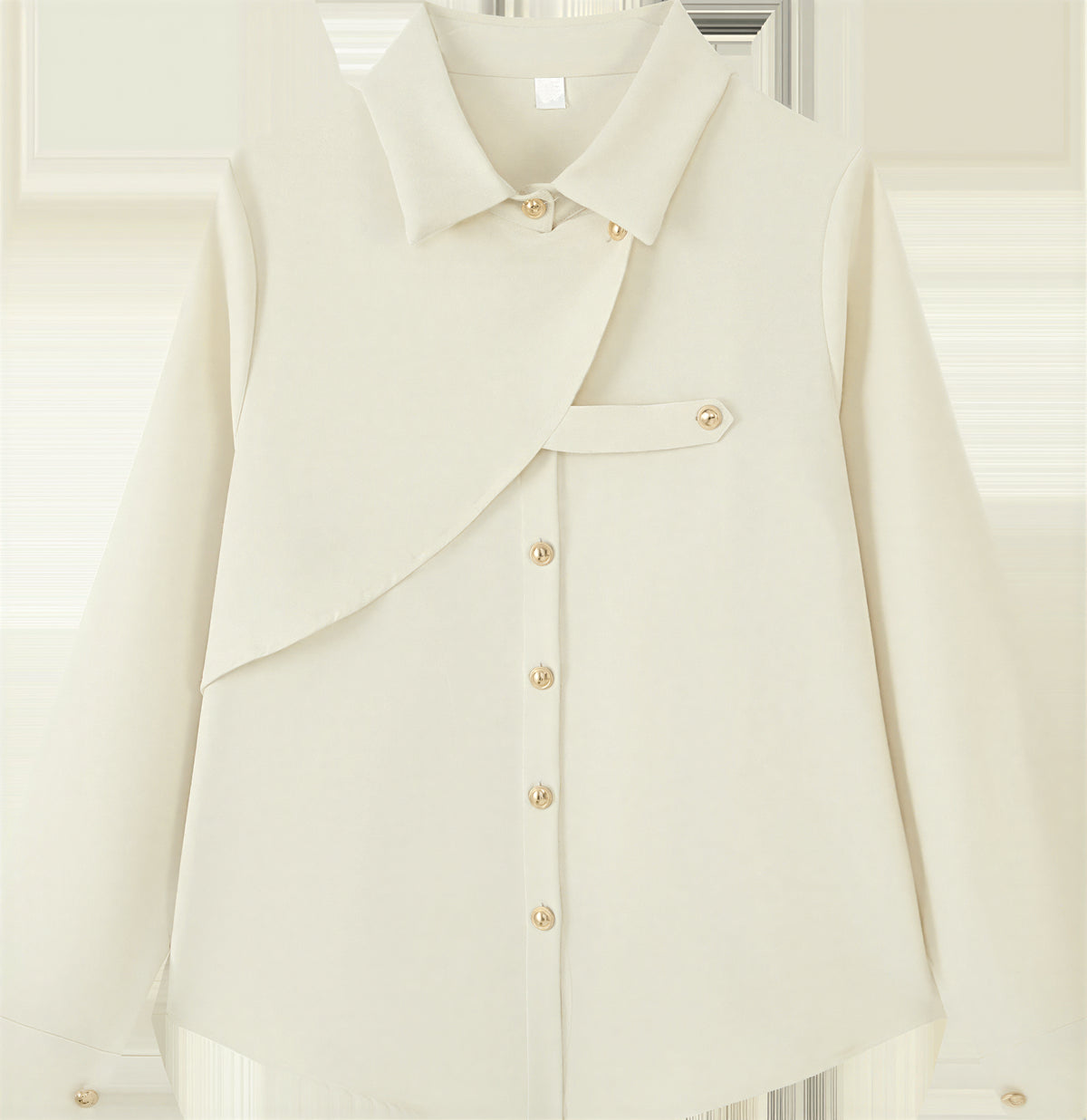 アシンメトリーフラップ ゴールドボタンシャツ