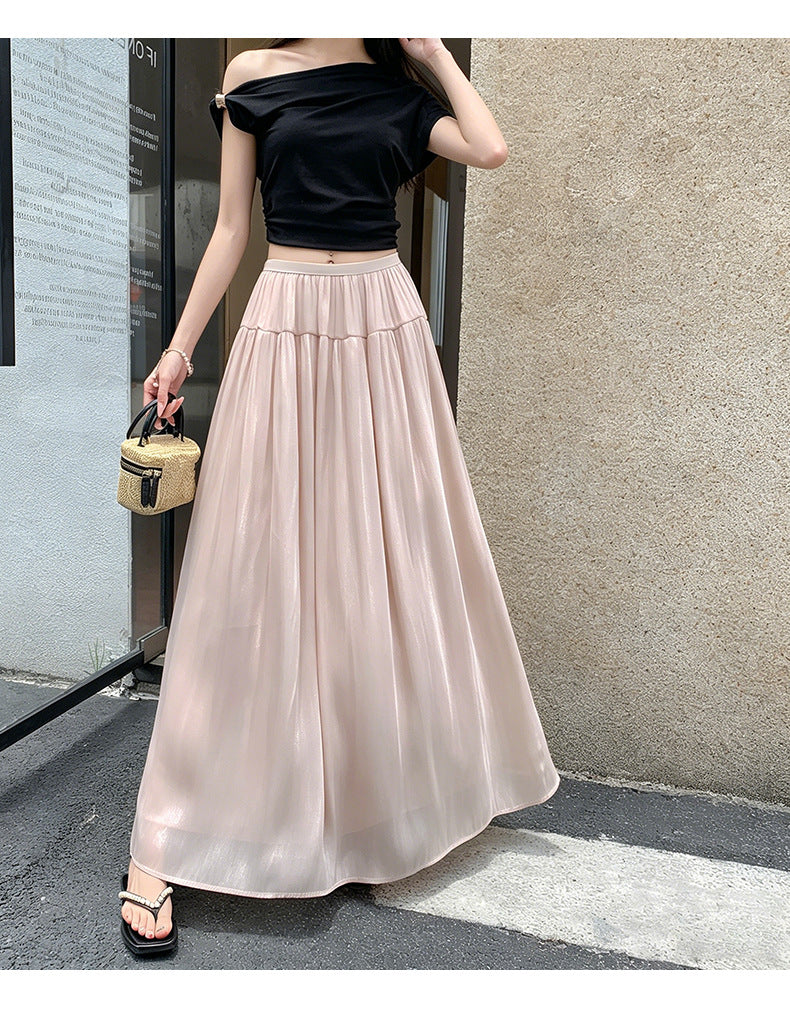 ハイウエスト ドレープ ロング丈 Aラインアンブレラスカート