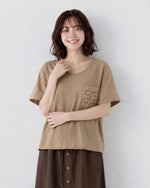 【全2色】ゆったりVネック 透かしポケット 半袖Tシャツ