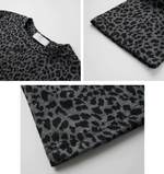スモーキーグレー レオパード柄 スリムフィット 半袖Tシャツ
