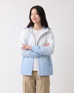 フード付きスタンドカラールーズマウンテンパーカー-サックス-2XL